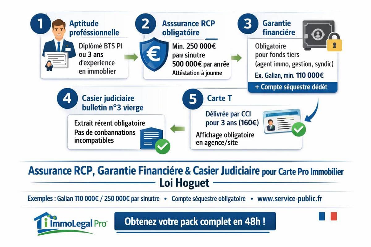 Assurance RCP, garantie financière et casier judiciaire pour carte professionnelle immobilier loi Hoguet