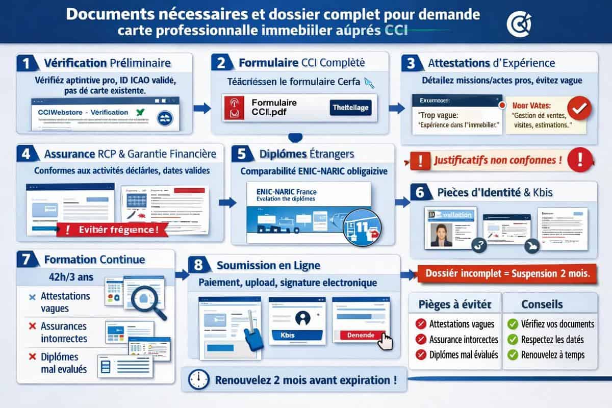 Documents nécessaires et dossier complet pour demande carte professionnelle immobilier auprès CCI