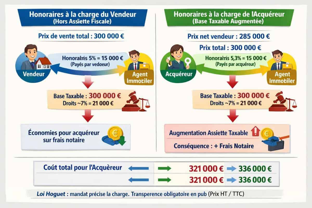 Répartition commission immobilier mandat de vente reglementation Hoguet et calcul honoraires agent commercial