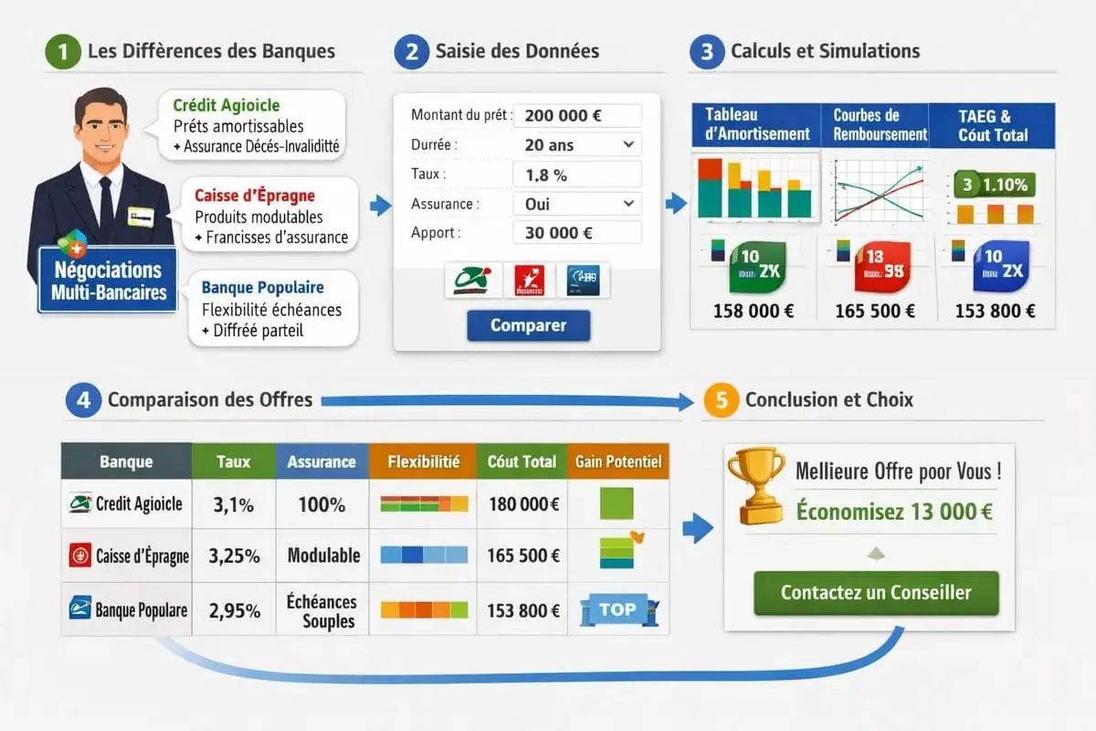 Comparaison offres prêt immobilier Crédit Agricole Caisse Épargne Banque Populaire