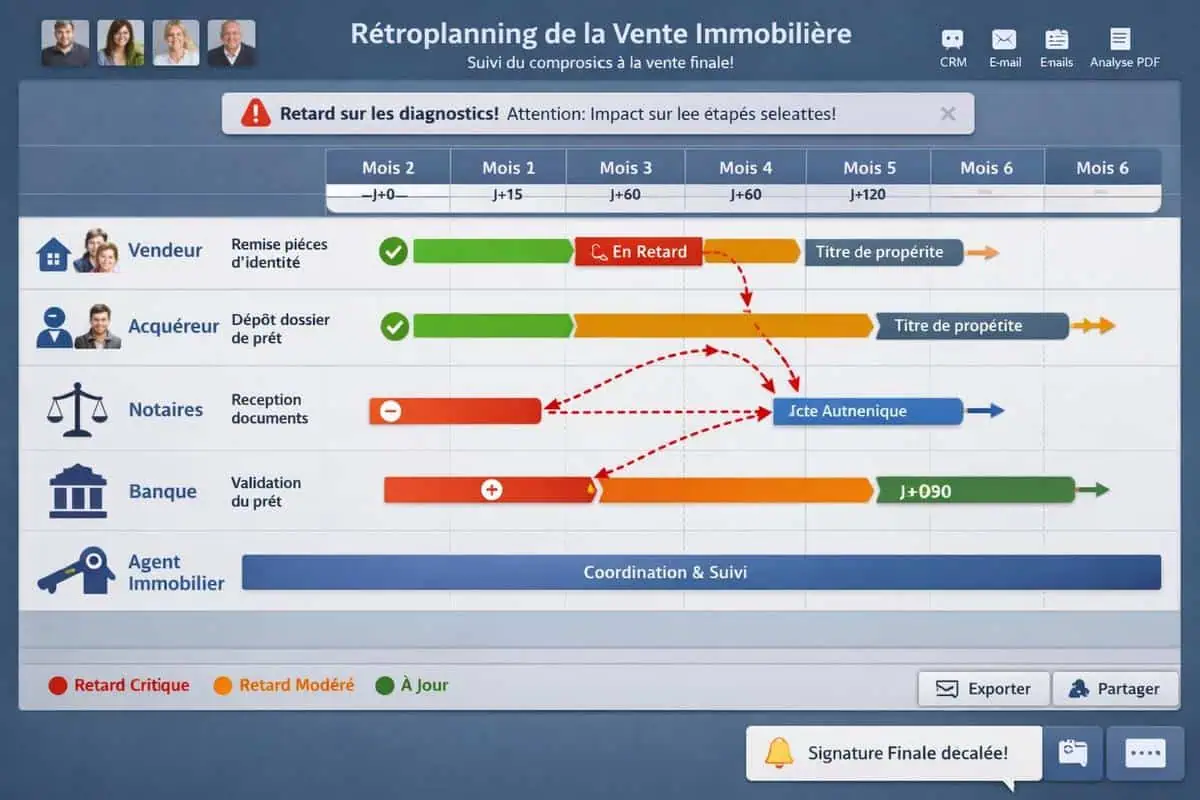 supply chain immobilière planning coordination notaire banque diagnostics
