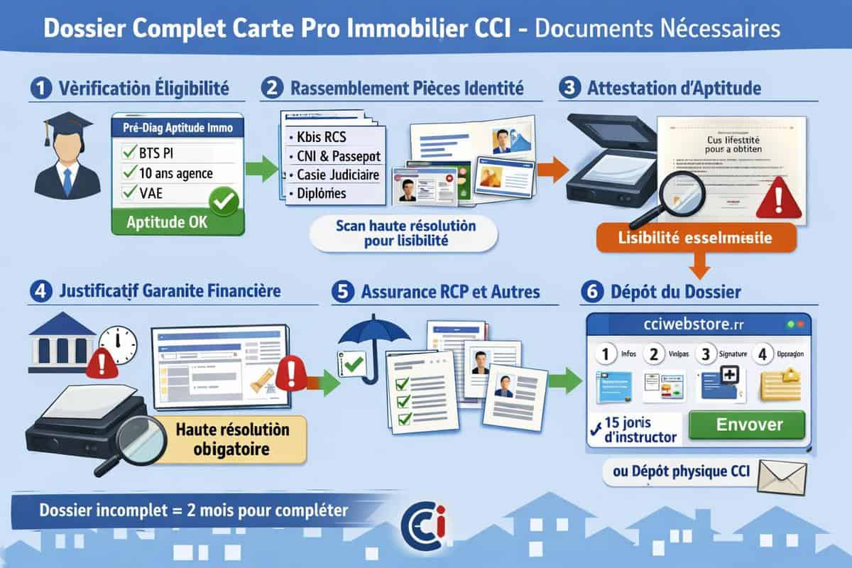 dossier complet demande carte professionnelle immobilier CCI documents nécessaires