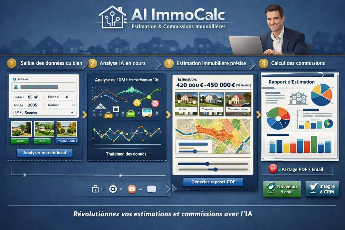 Intelligence artificielle pour le calcul commission agent immobilier et estimation