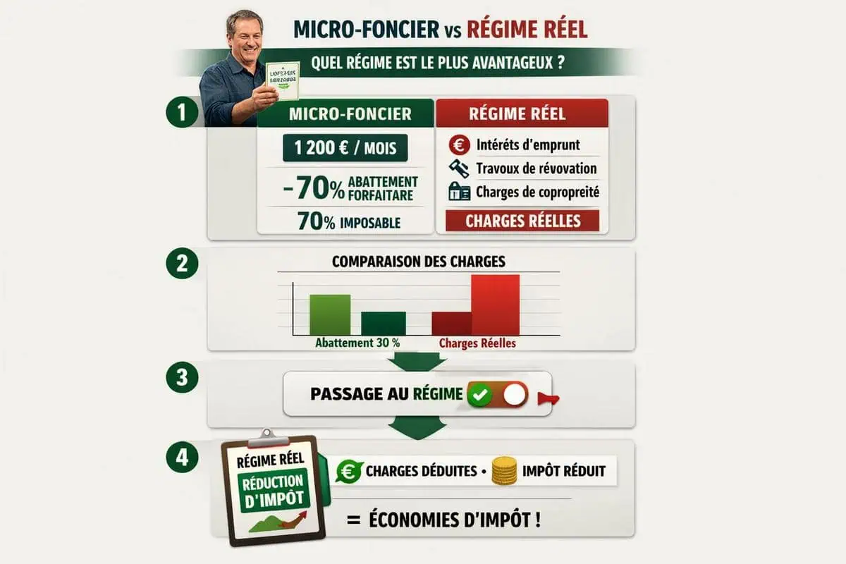 Comparaison micro foncier et régime réel pour optimiser charges non déductibles et revenus bruts