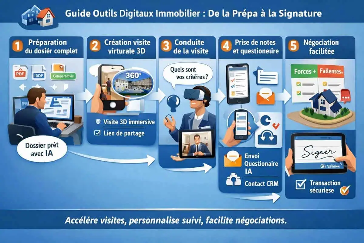 Outils digitaux immobilier signature électronique visite virtuelle 3D IA immobilière