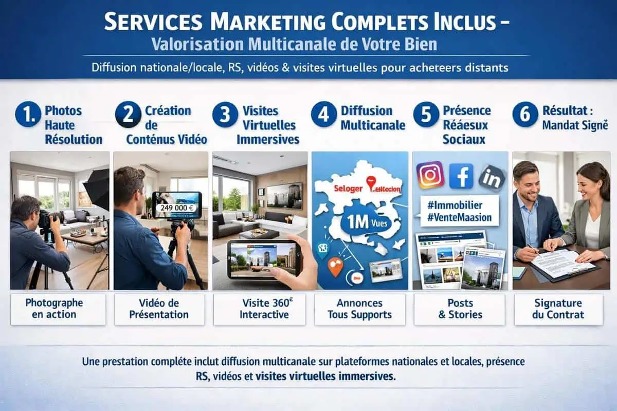 services marketing et valorisation du bien inclus dans la rémunération de l'agent immobilier et la qualité de service