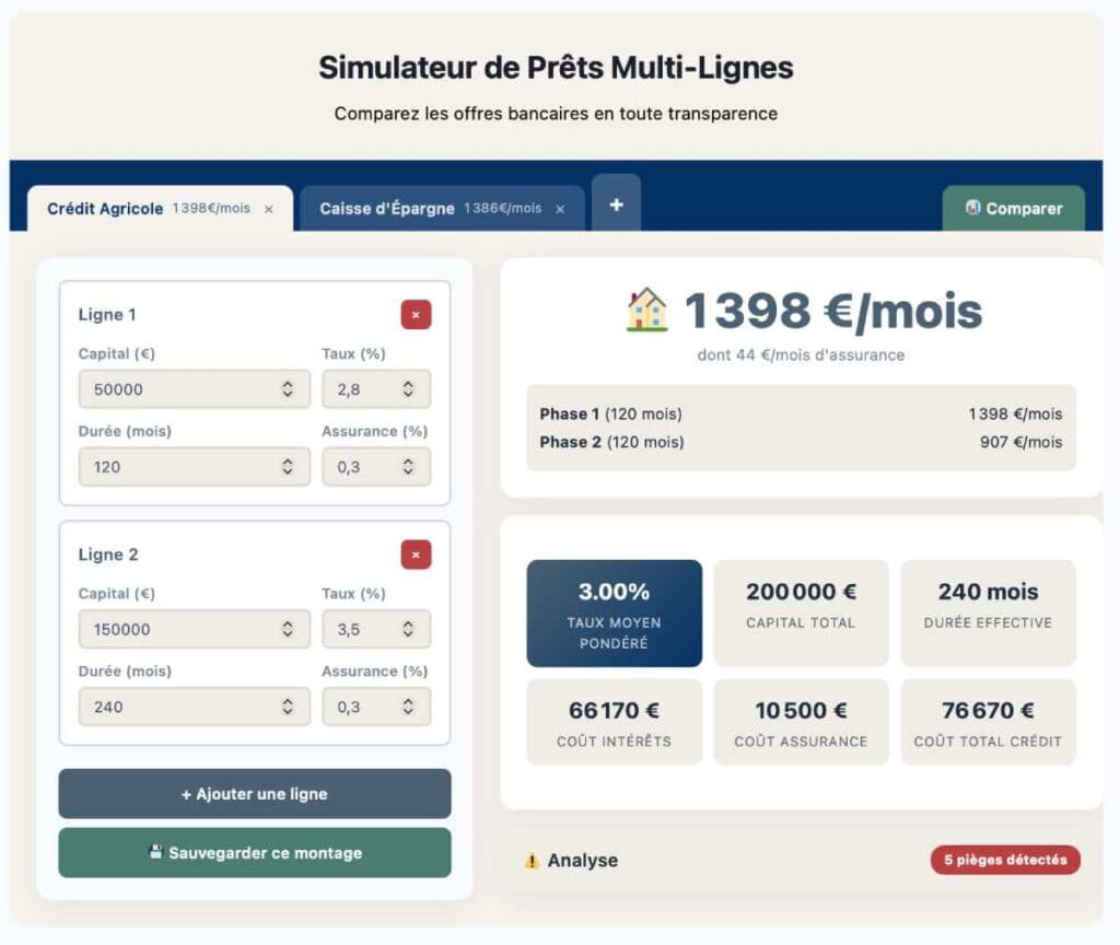 outil calculateur prêt taux moyen lignes comparateur banques