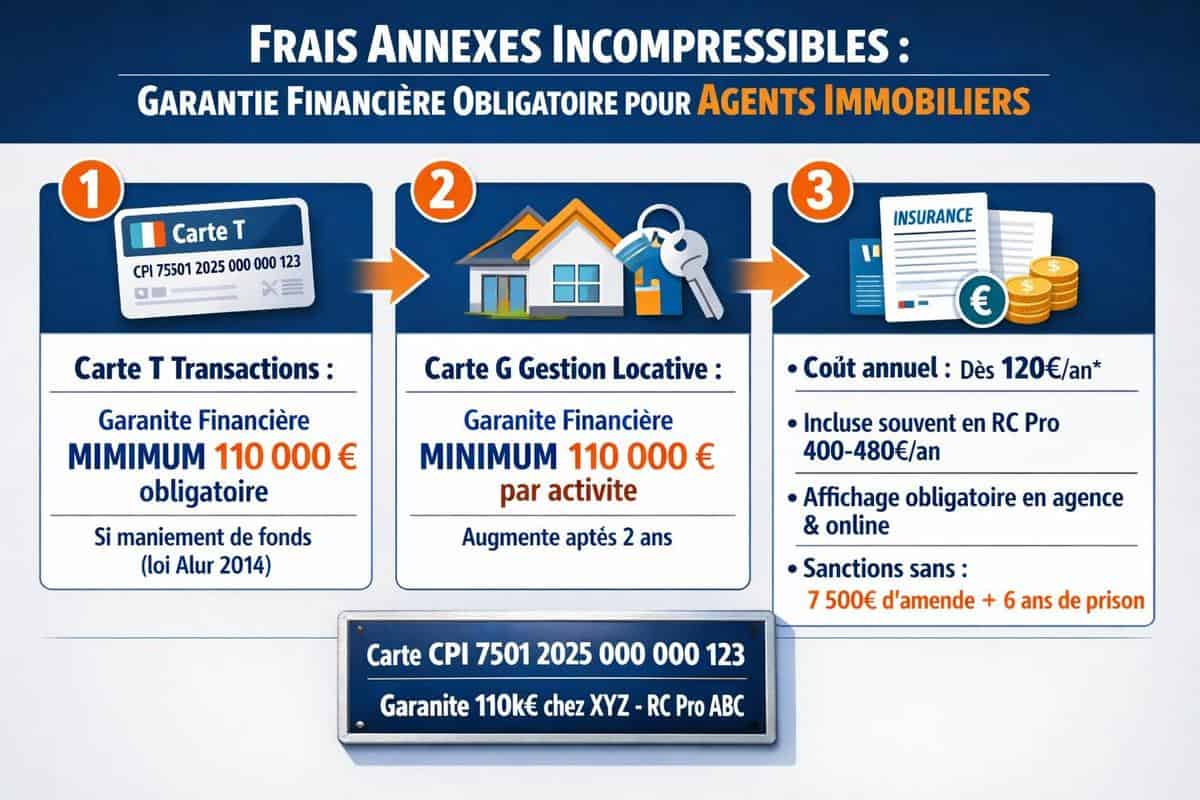 tarifs couts frais annexes carte professionnelle immobilier garantie financière assurance RCP